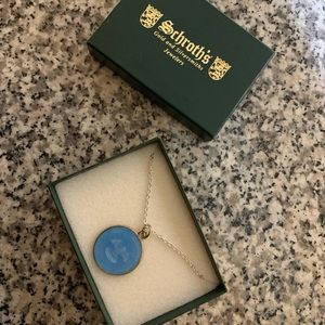 St.Christopher pendant in beautiful light blue with silver chain -never opened